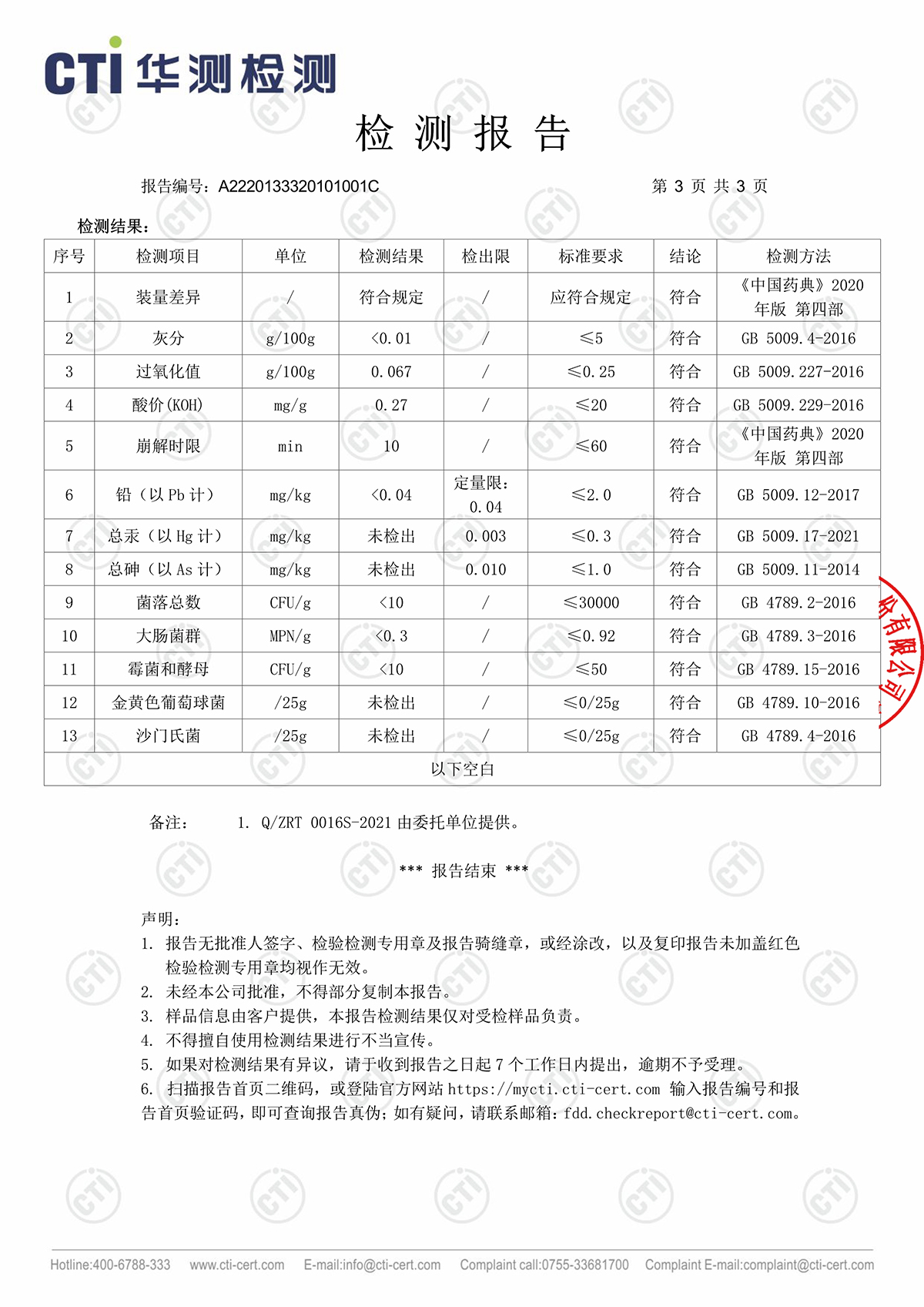 R220302利华御草牌灵芝孢子油华测检测报告